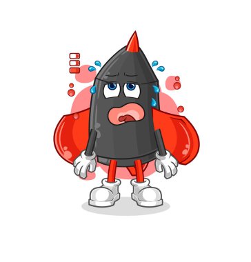 Dart düşük batarya maskotu. çizgi film vektosu