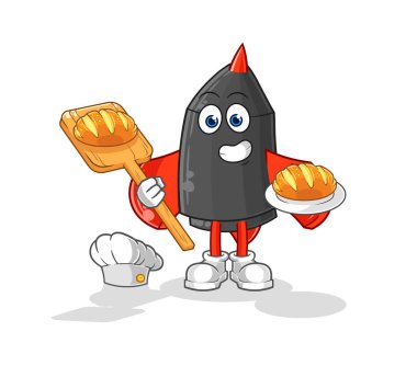 Dart fırınında ekmek var. karikatür maskotu vektosu