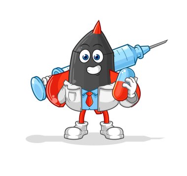 Dart doktoru elinde ilaç ve iğne tutuyor.