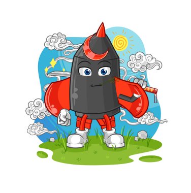 Dart Samuray çizgi filmi. karikatür maskotu vektosu