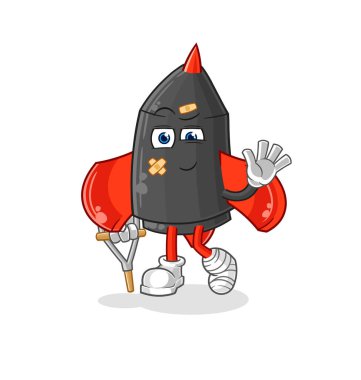 Topallayan sopayla dart tutması. karikatür maskotu vektosu