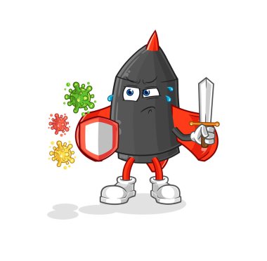 Virüs karikatürlerine karşı dart. karikatür maskotu vektosu