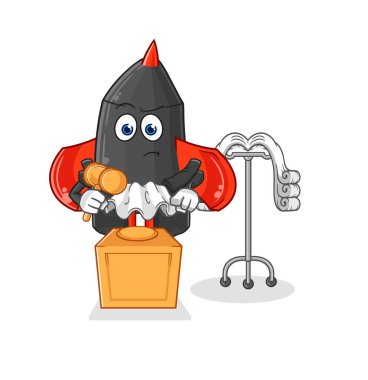 Dart yargıcı tokmağı tutuyor. karakter vektosu