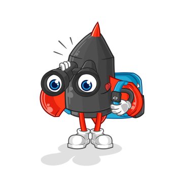 Dürbünlü dart karakteri. karikatür maskotu vektosu