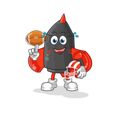 Dart oynayan rugby karakteri. karikatür maskotu vektosu