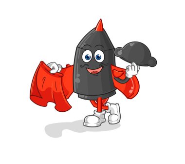 Kırmızı bez resimli dart matadoru. karakter vektosu