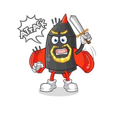 Dart şövalyeleri kılıçla saldırır. karikatür maskotu vektosu