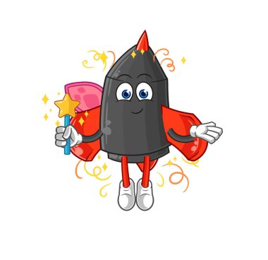 Kanatlı ve sopalı dart perisi. karikatür maskotu vektosu