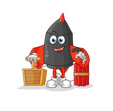 Dartlarda dinamit fünyesi var. karikatür maskotu vektosu