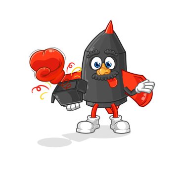 Kutudaki dart şakası eldiveni. çizgi film maskotu