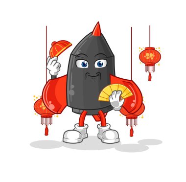 Fener resimli dart Çinlileri. karakter vektosu