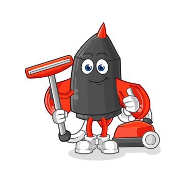 Dart süpürgeyle temizlendi. karakter vektosu