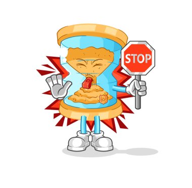 Kum saati dur işareti. karikatür maskotu vektosu