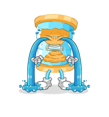 Kum saati ağlayan illüstrasyon. karakter vektosu