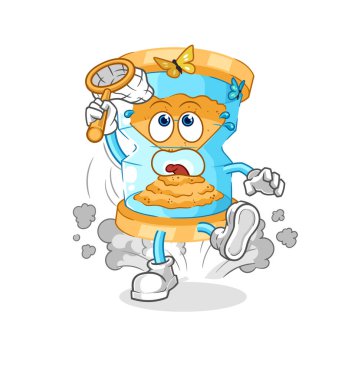 Kum saati kelebek resimlerini yakalıyor. karakter vektosu