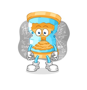 Kum saati sert bir vektör düşünüyor. karikatür