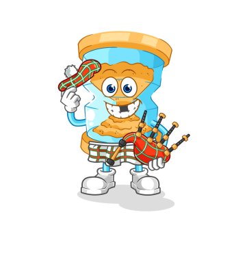 Gayda taşıyıcısı olan kum saati İskoçyalı. karikatür