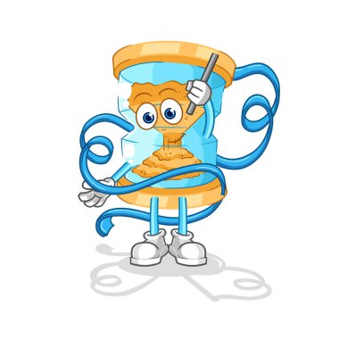 Kum saati Ritmik Jimnastik maskotu. çizgi film vektosu