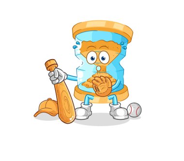Kum Saati Beyzbol Yakalayıcı çizgi filmi. karikatür maskotu vektosu