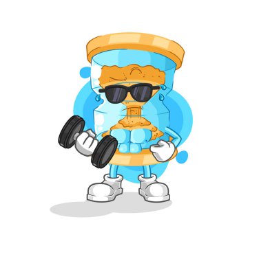 Kum saati dambıl taşıyıcısı. karikatür