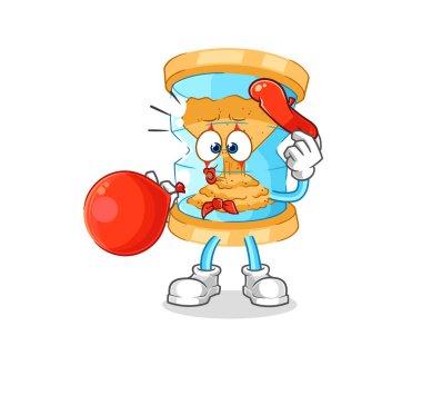 Kum saati pandomim balonu şişiriyor. karikatür maskotu vektosu