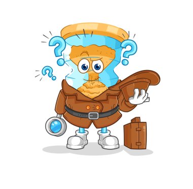 Kum saati dedektif vektörü. karikatür