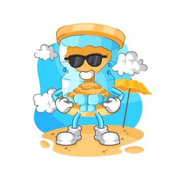 Yazın kum saati güneş banyosu. karakter vektosu