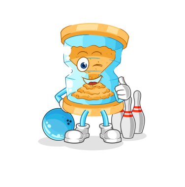 Kum saati bowling illüstrasyonu. karakter vektosu