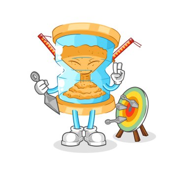 Kum saati ninja çizgi filmi. karakter vektosu