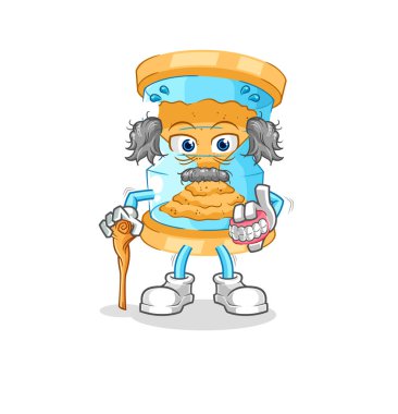 Kum saati beyaz saçlı yaşlı adam. karakter vektosu