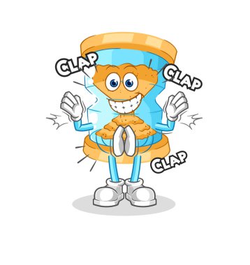 Kum saati alkışı illüstrasyonu. karakter vektosu