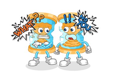 Kum saati birbiriyle karikatür vektosu tartışıyor.