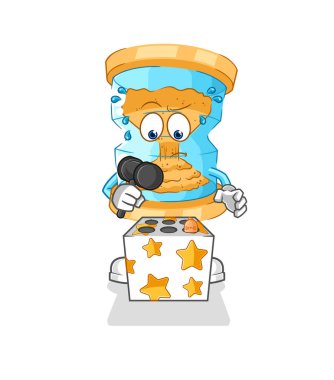 Kum saati oyunu bir köstebek maskotunu öldürdü. çizgi film vektosu