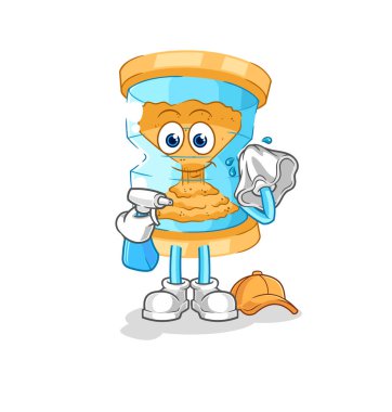 Kum saati temizleyici vektörü. karikatür