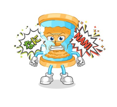 Kum saati anime kızgın vektörü. karikatür