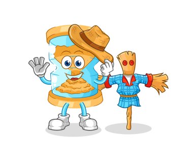 Korkuluk çizgi film karakteri vektosu olan kum saati.