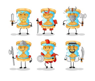 Kum Saati Savaşçısı grubu karakteri. karikatür maskotu vektosu