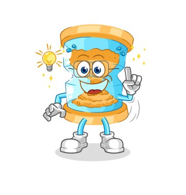 Kum saatinin bir fikir karikatürü var. maskot vektosu