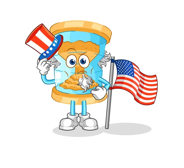 Hourglass Uncle Sam Character Cartoon Mascot Vecto — Stock Vector