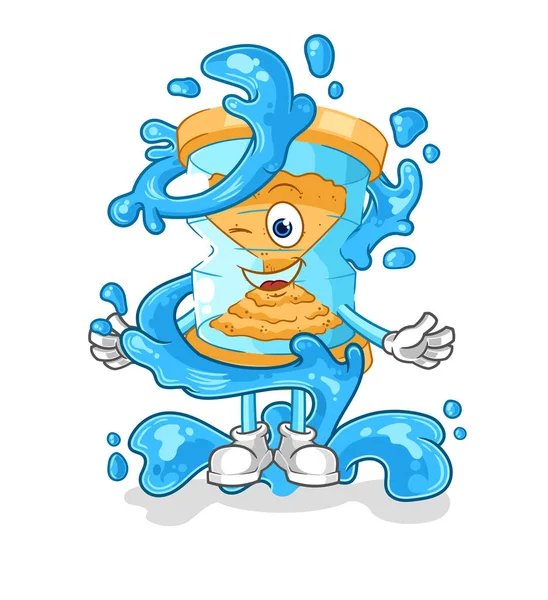Hourglass Fresh Water Mascot Cartoon Vecto — Stock vektor