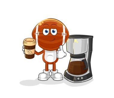 Rugby kafa kahve illüstrasyonu içiyor. karakter vektosu