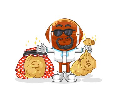 Ragbi lideri, zengin Arap maskotu. çizgi film vektosu