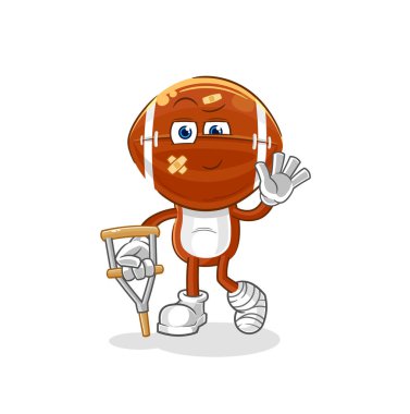 Rugby hastasıydı ve topallıyordu. karikatür maskotu vektosu