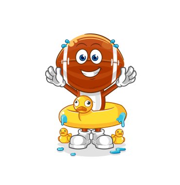 Ördek şamandıralı ragbi kafası. karikatür maskotu vektosu