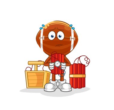 Rugby kafasının dinamit gibi bir karakteri var. karikatür maskotu vektosu