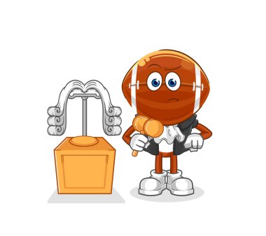 Ragbi baş hakimi tokmağı tutuyor. karakter vektosu