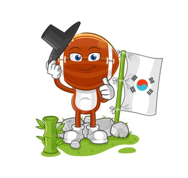 Kore 'nin rugby baş karakteri. karikatür maskotu vektosu