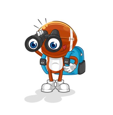 Dürbünlü rugby kafa. karikatür maskotu vektosu