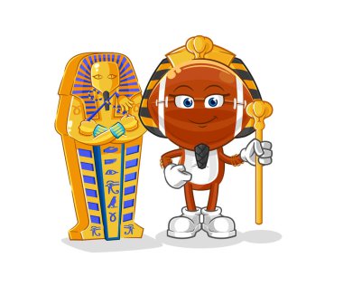 Rugby kafa Antik Mısır çizgi filmi. karikatür maskotu vektosu