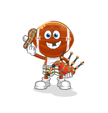 Gayda taşıyıcısı olan rugby kafalı İskoç. karikatür